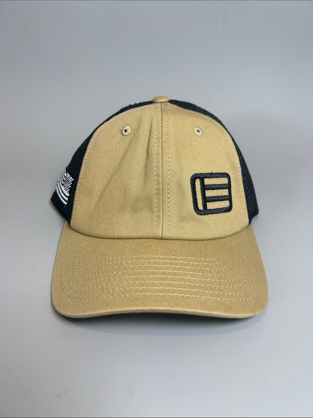 Eotech Black FDE Mesh Trucker Hat w/ Black Embroidered Logo American Flag Promo